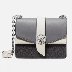 MICHAEL KORS Greenwich Small Color Block Logo and Saffiano Leather Crossbody Bag